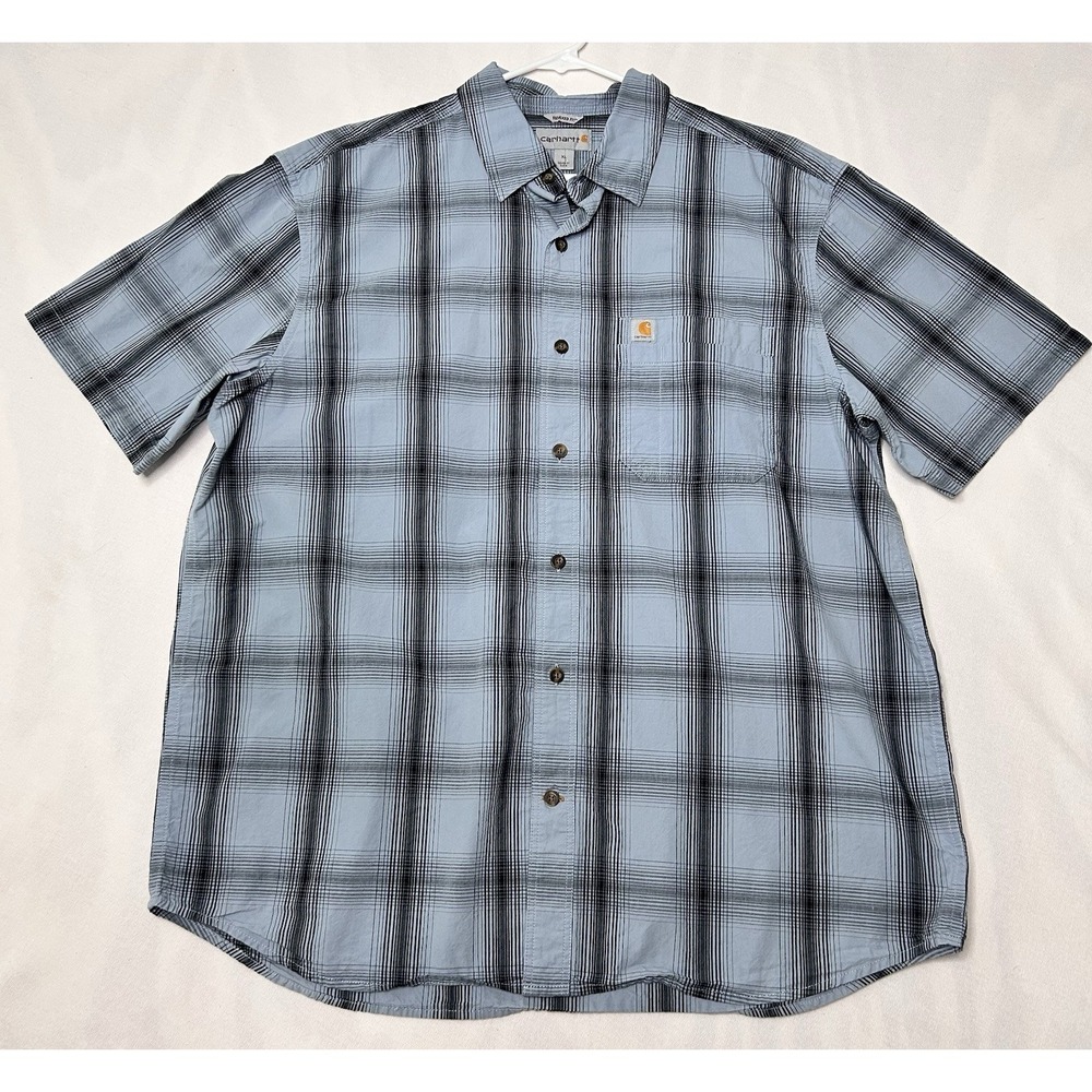 Carhartt Shirt Mens XL Blue Canvas Relaxed Fit Workwear Utility